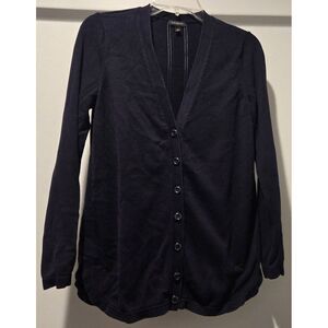Talbots Navy‎ Blue Knit Cardigan Sweater Women's Small Long Sleeve Layering